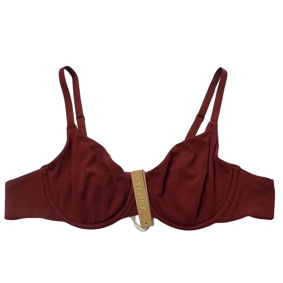SKIMS Cotton Jersey T-Shirt Underwire Bra Sangria 42B - Picture 2 of 9